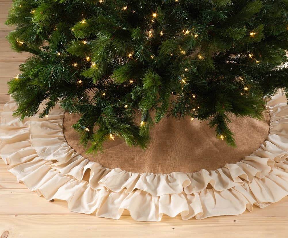 Natural Cotton Jute Ruffle Christmas Stocking - Fennco Styles