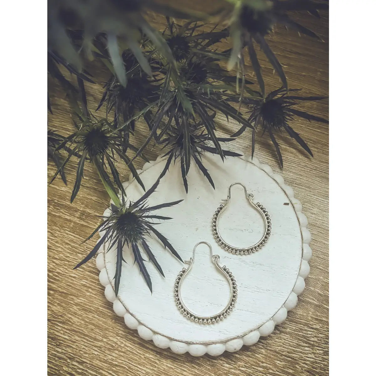 Boho Silver Hoop Drop Earrings - Rooted Home Goods