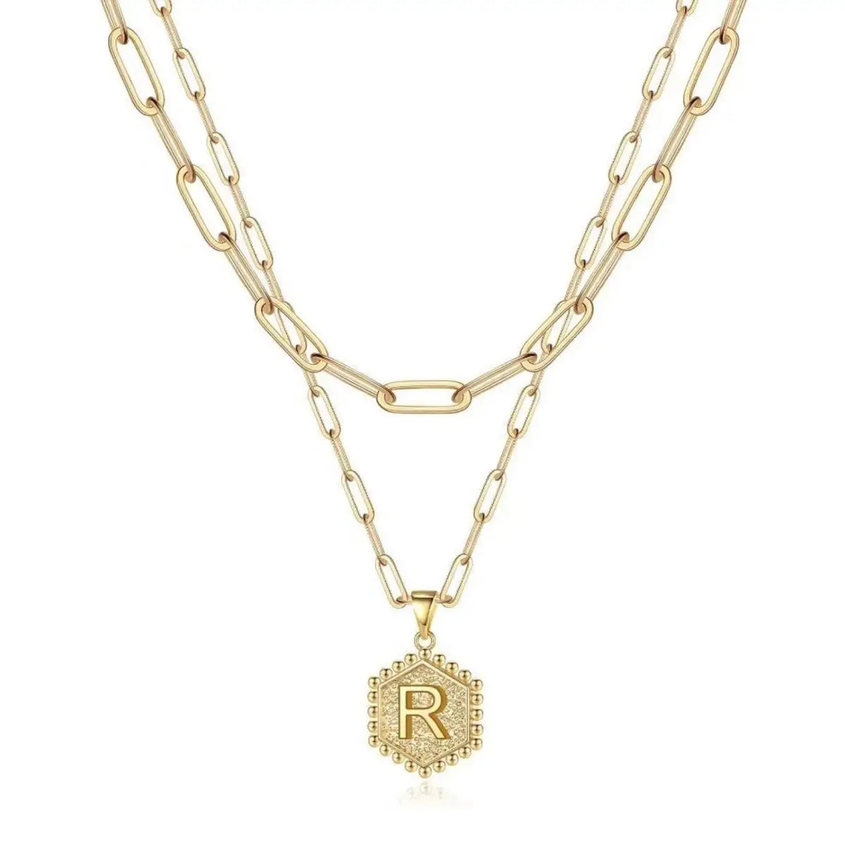 Beautiful Gold Layered Initial Necklace - R - Rooted Home Goods