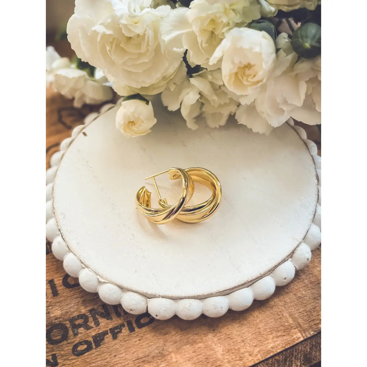 Gold Twist Hoop Earrings - Rooted Home Goods