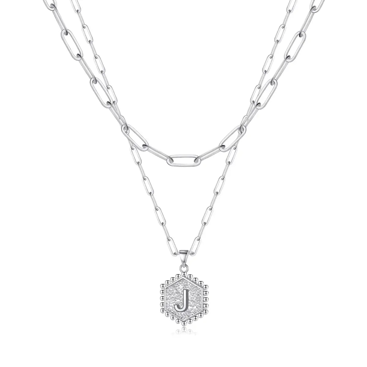 Beautiful Silver Layered Initial Necklaces (A-Z) - J - Rooted Home Goods