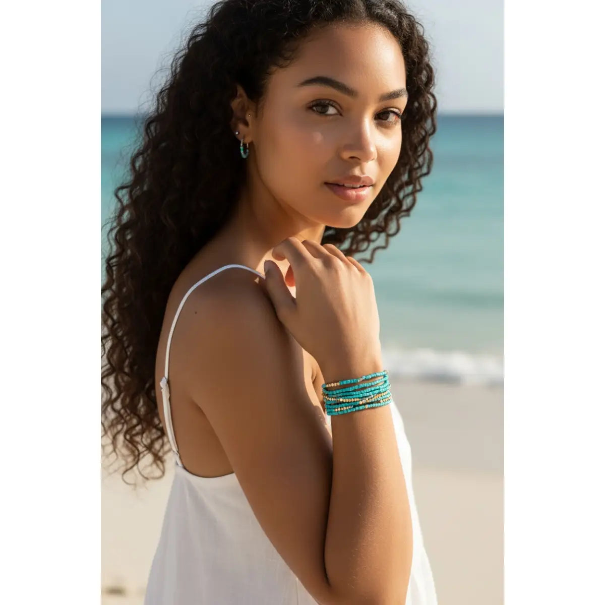 Turquoise Seed Bead Bracelet Set - Rooted Home Goods