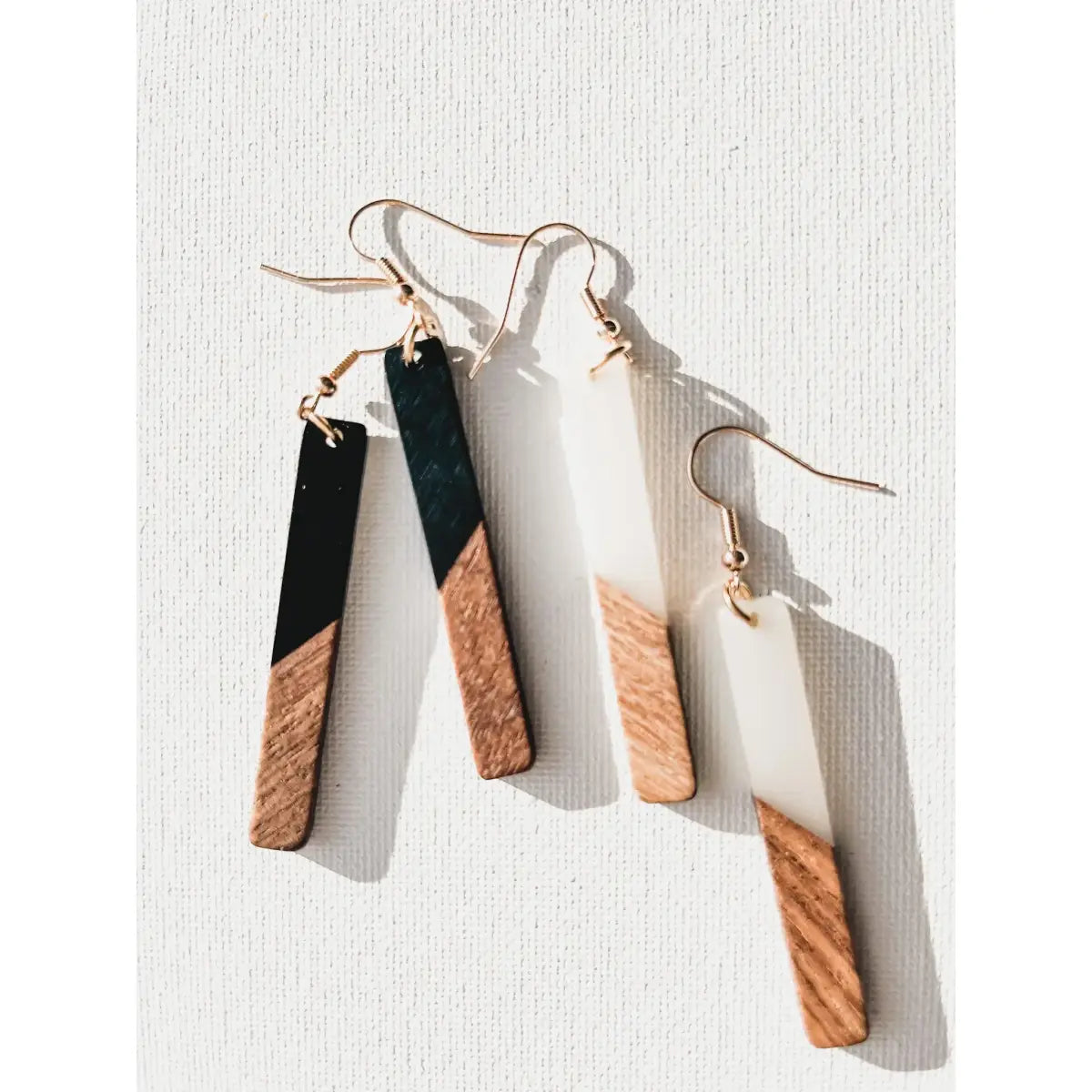 White Resin and Wood Earrings - Rooted Home Goods