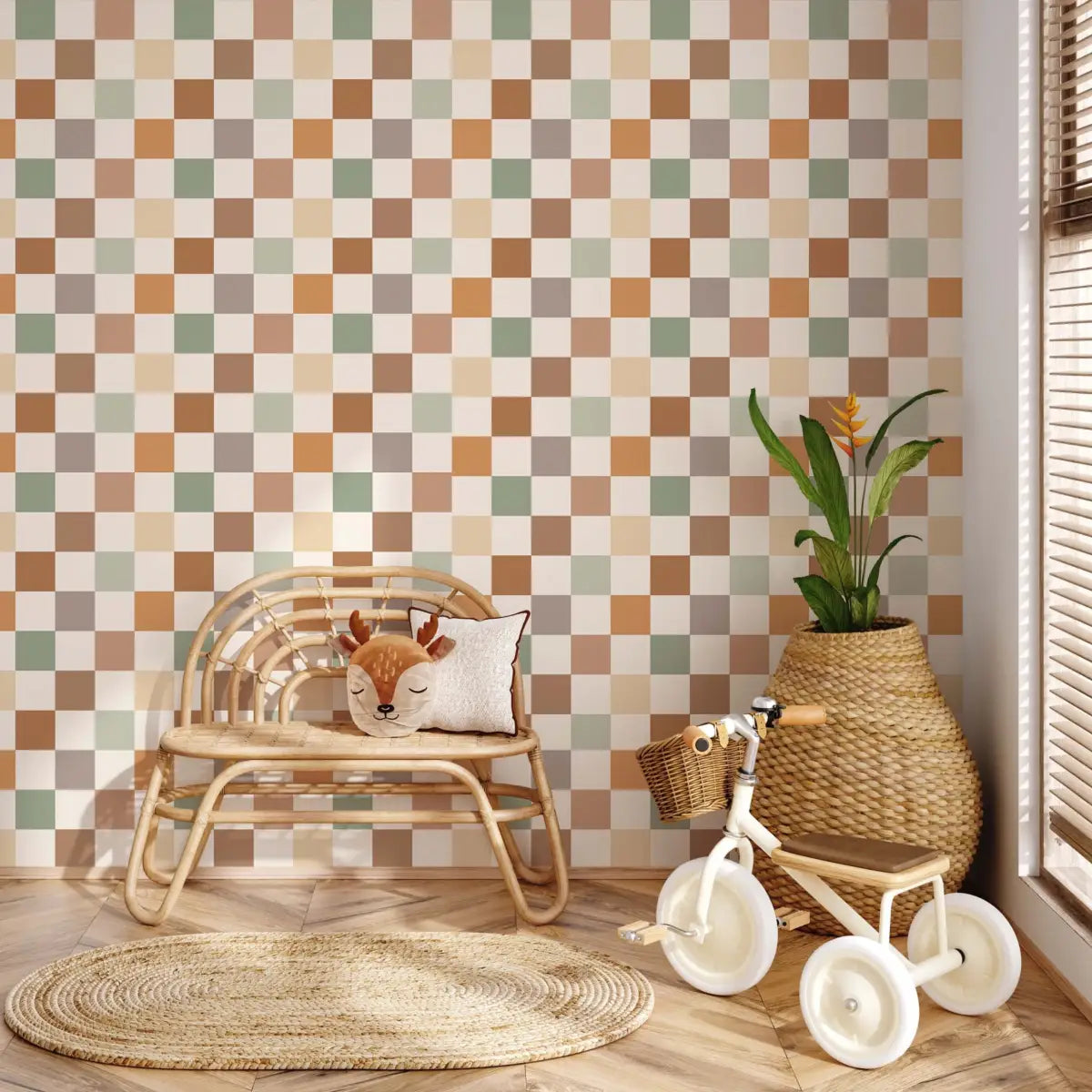 Beck Wallpaper - Multicolor Checkerboard - Loomwell Home Goods