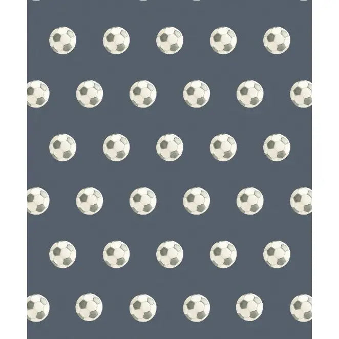 Beckham Wallpaper - Soccer Balls - by Hailey Kiefer - Sample 1 foot by 1 foot / Navy - Loomwell Home Goods