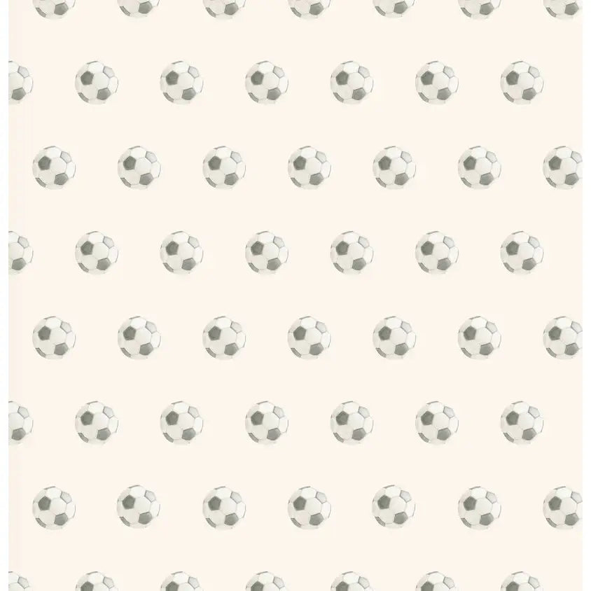 Beckham Wallpaper - Soccer Balls - by Hailey Kiefer - Sample 1 foot by 1 foot / White - Loomwell Home Goods