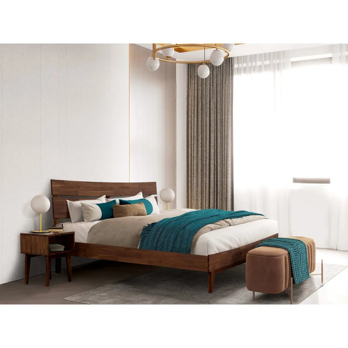 Bed Frame & Nightstand Set - Acacia Aurora - Stylish Bedroom - Megsu