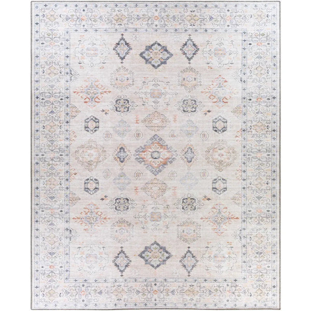 Beige Beckett Vintage Washable Area Rug - 7’6’’ x 9’6’’ Rectangle - Boutique Rugs