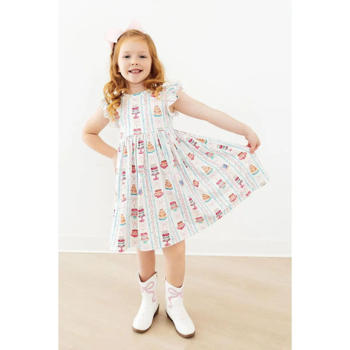 Flutter Sleeve Twirl Dress - Birthday Cakes - Mila & Rose ®