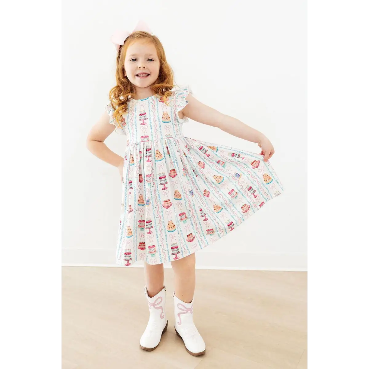 Flutter Sleeve Twirl Dress - Birthday Cakes - Mila & Rose ®