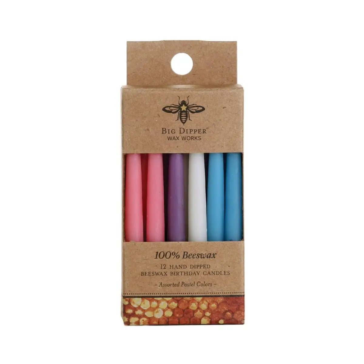 Birthday Candles 3’’ – 100% Beeswax – Hand-Dipped - Natural or Pastel - Pastel - Big Dipper Wax Works