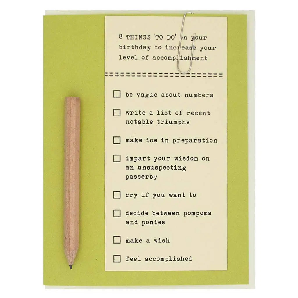 Birthday To Do Card with Pencil - The Regional Assembly of Text