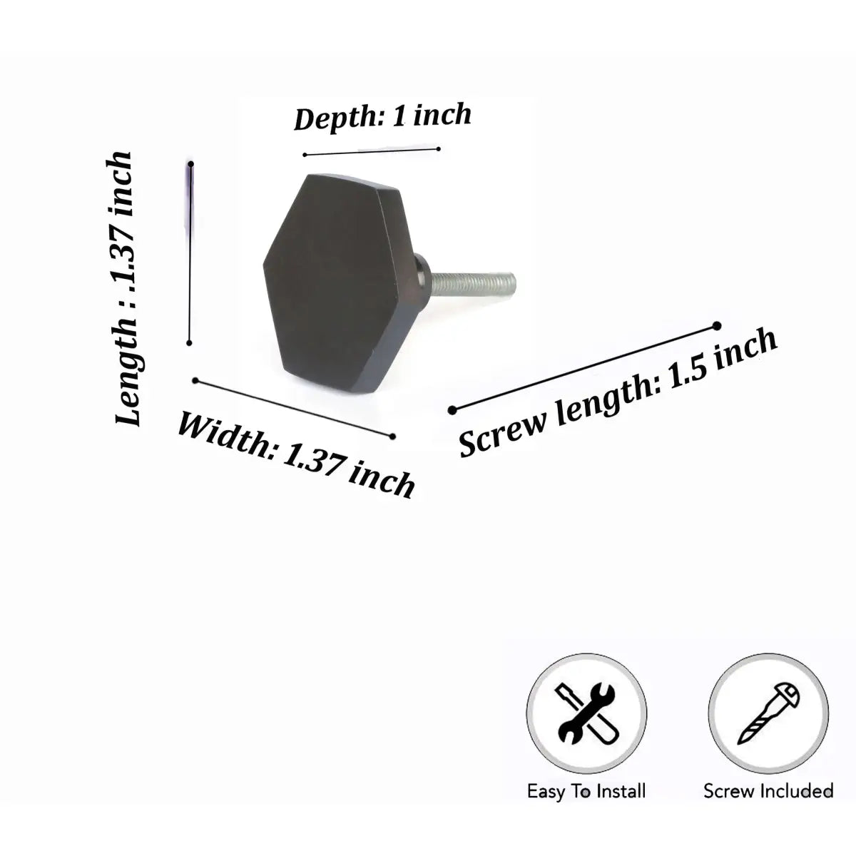 Black Hexagon Knob (each) - Perilla Home