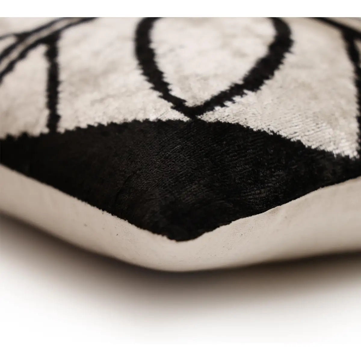 Black & Ivory Petal Silk Velvet Pillow 16x16 Handmade Luxury Cushion - Canvello