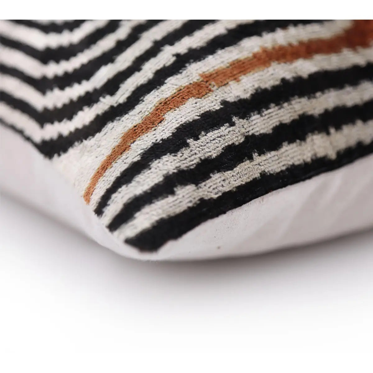 Black Ivory Rust Geometric Silk Velvet Lumbar Pillow – 16x24 Handmade Luxury Cushion - Canvello