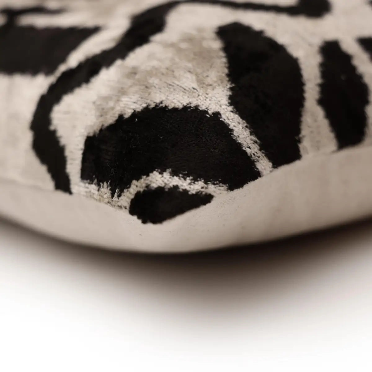 Black & Ivory Tribal Silk Velvet Pillow 16x16 Handmade Luxury Cushion - Canvello