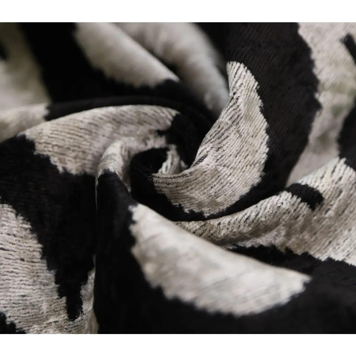 Black Silver Silk Velvet Pillow – 20x20 Handmade Modern Ikat Cushion - Canvello