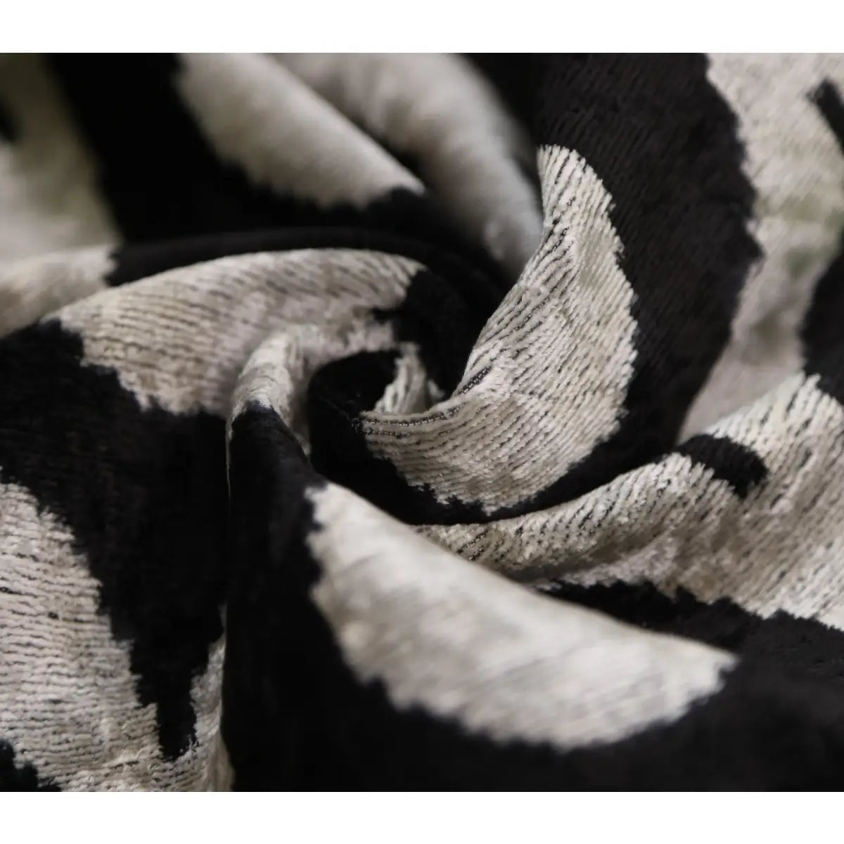Black Silver Silk Velvet Pillow – 20x20 Handmade Modern Ikat Cushion - Canvello