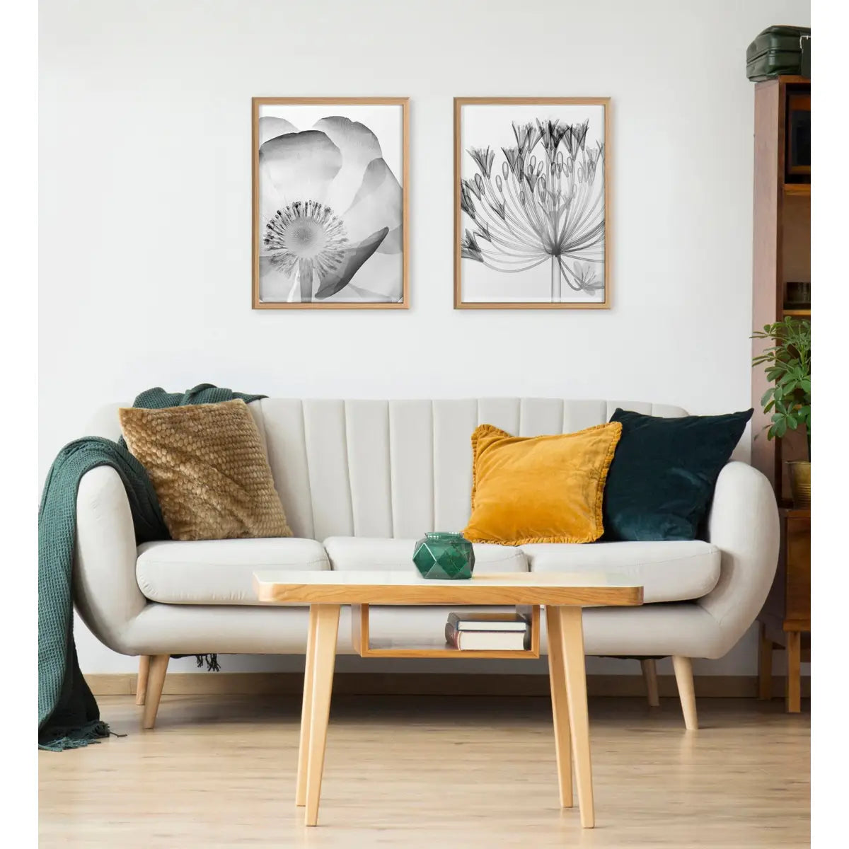 Blake Bell Agapanthus X Ray Floral BW Framed Printed Art - Natural / 18x24 - kateandlaurel