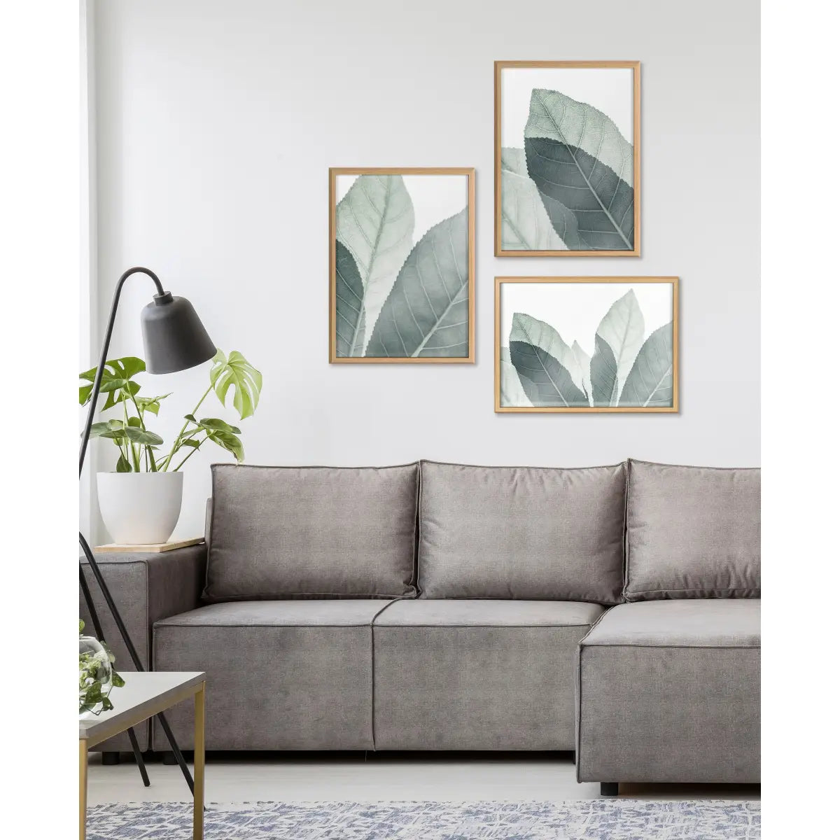 Framed Printed Glass - Modern Green Leaf Botanical - kateandlaurel