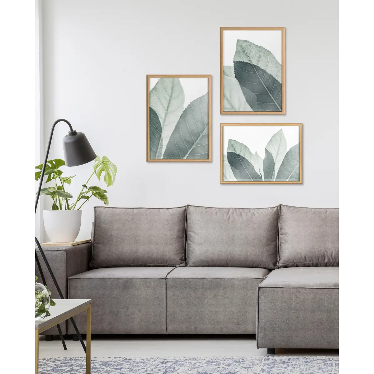 Framed Printed Glass - Modern Green Leaf Botanical - kateandlaurel