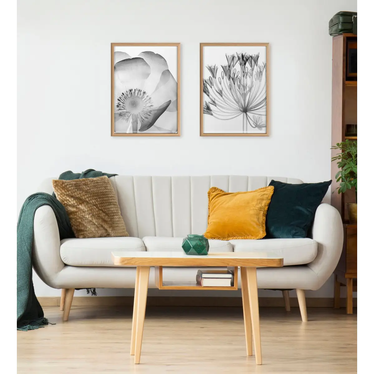 Blake Poppy X Ray Floral 2 BW Framed Printed Art - Natural / 18x24 - kateandlaurel