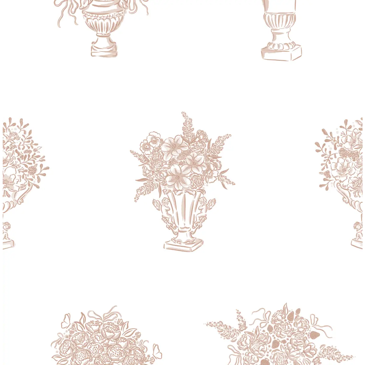 Blakely Wallpaper - Flower Bouquets - by The Beau Studio - Sample 1 foot by 1 foot / Neutral - Loomwell Home Goods