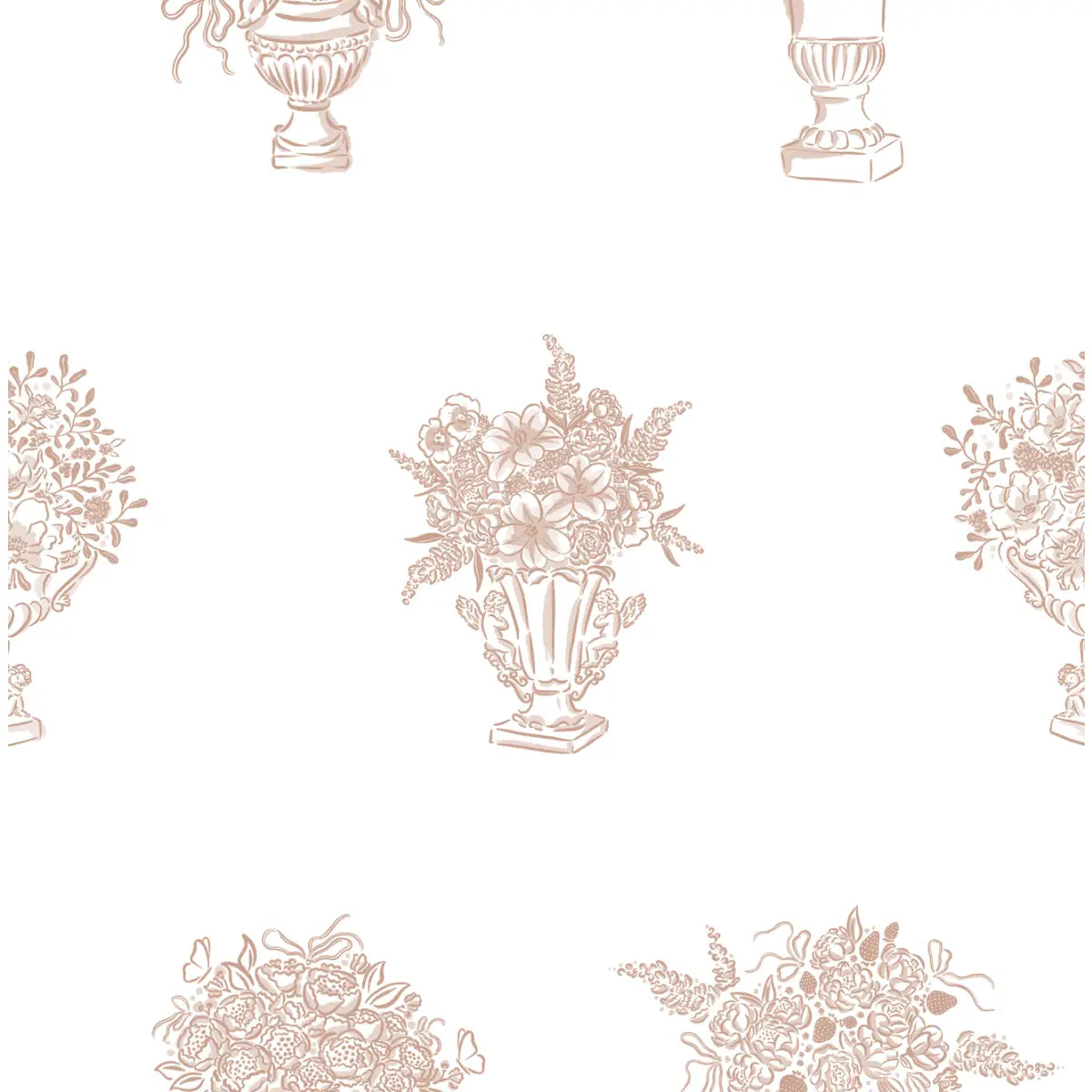 Blakely Wallpaper - Flower Bouquets - by The Beau Studio - Sample 1 foot by 1 foot / Neutral - Loomwell Home Goods