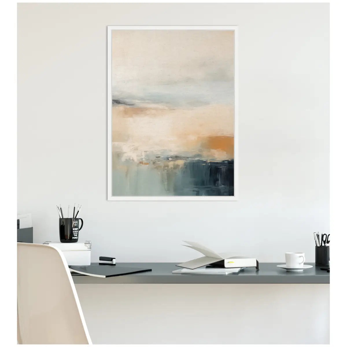 Blue Beach Ocean Coastal Abstract 3 - Framed Canvas Wall Art Print - kateandlaurel