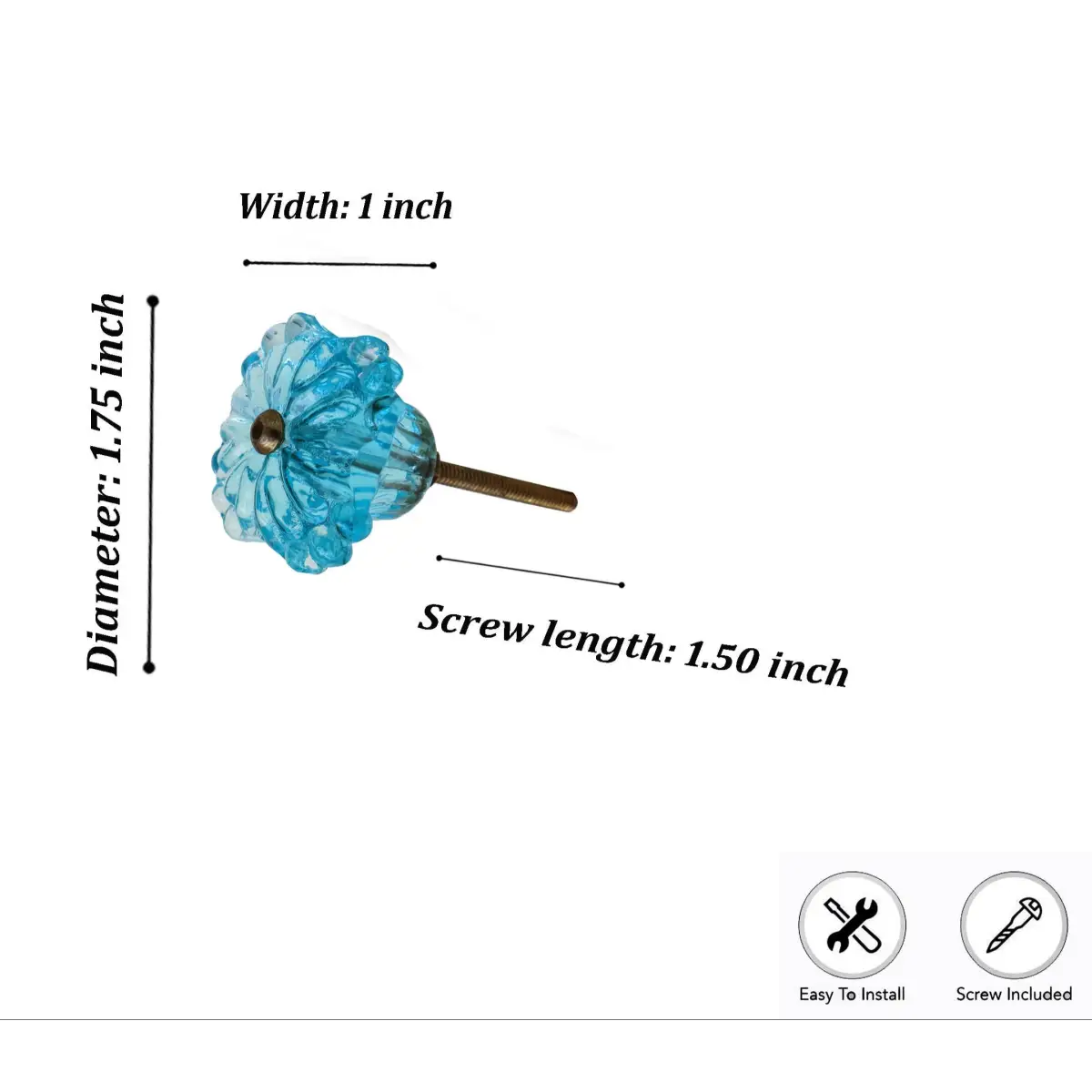 Blue Glass Belle Knob (each) - Perilla Home