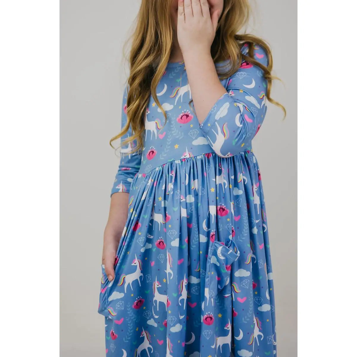 Pocket Twirl Dress - Blue Moon and Unicorns - Mila & Rose ®