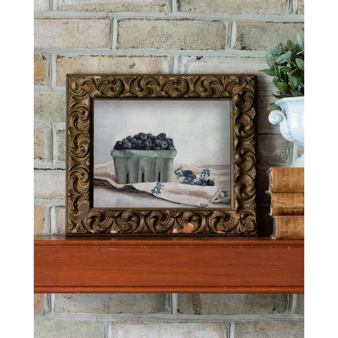 Art Print - Blueberries in a Crate Painting - 5x7 - Miss Mustard Seed