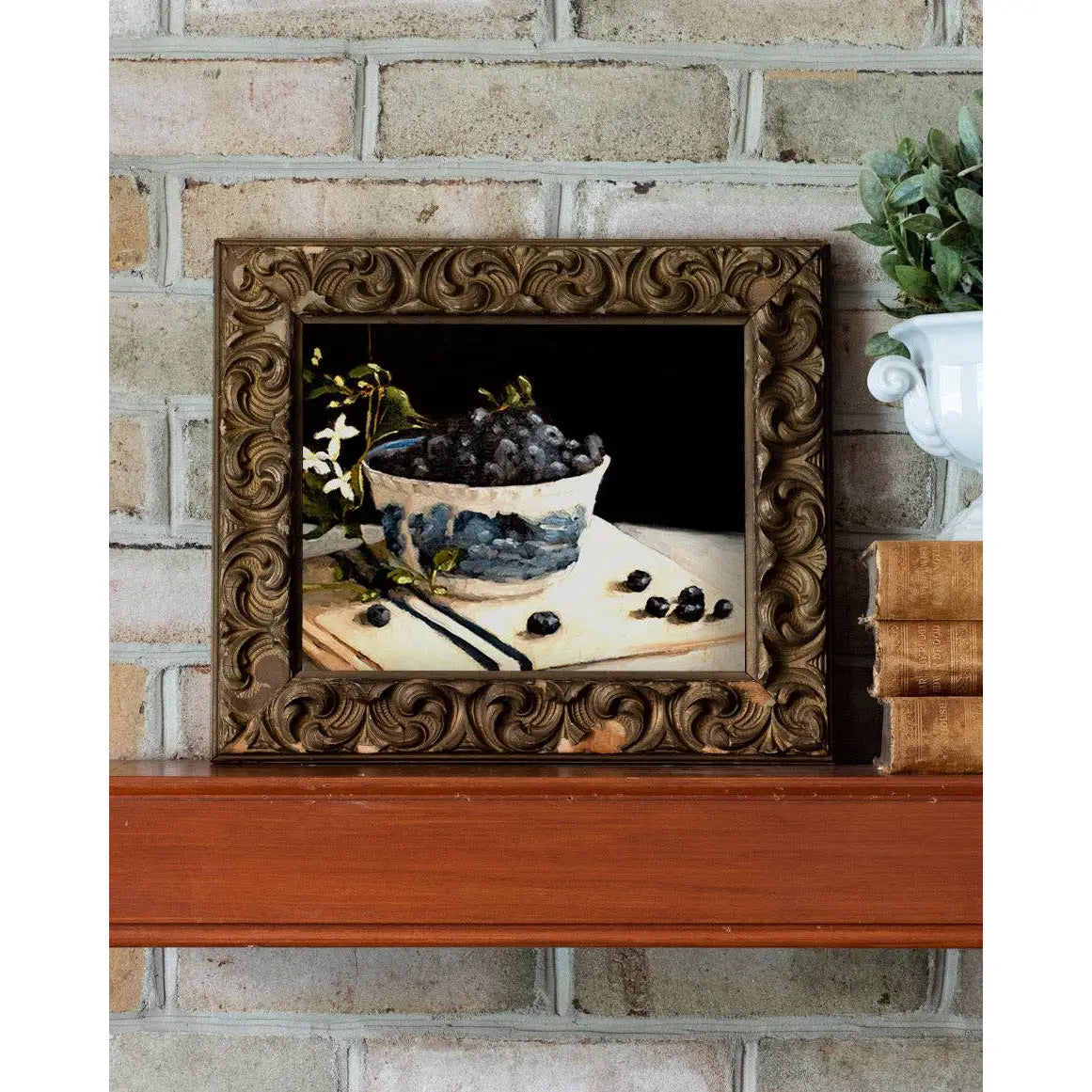 Art Print - Blueberries in a Bowl Painting - 5x7 - Miss Mustard Seed