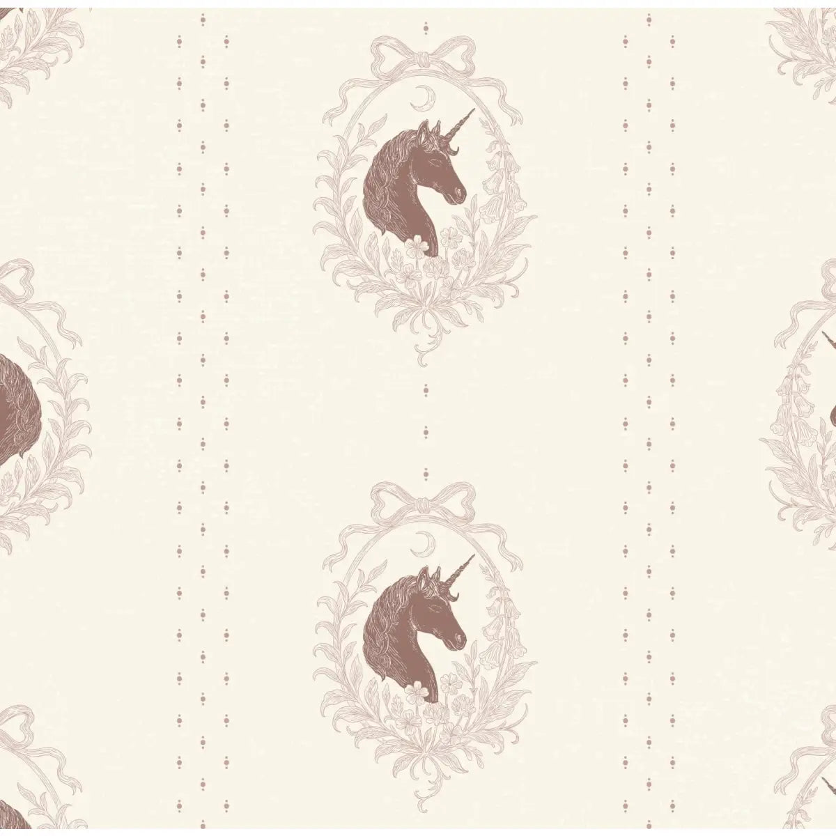 Bluette Wallpaper - Horses Portraits - by The Feral Flower - Sample 1 foot by 1 foot / Mauve - Loomwell Home Goods