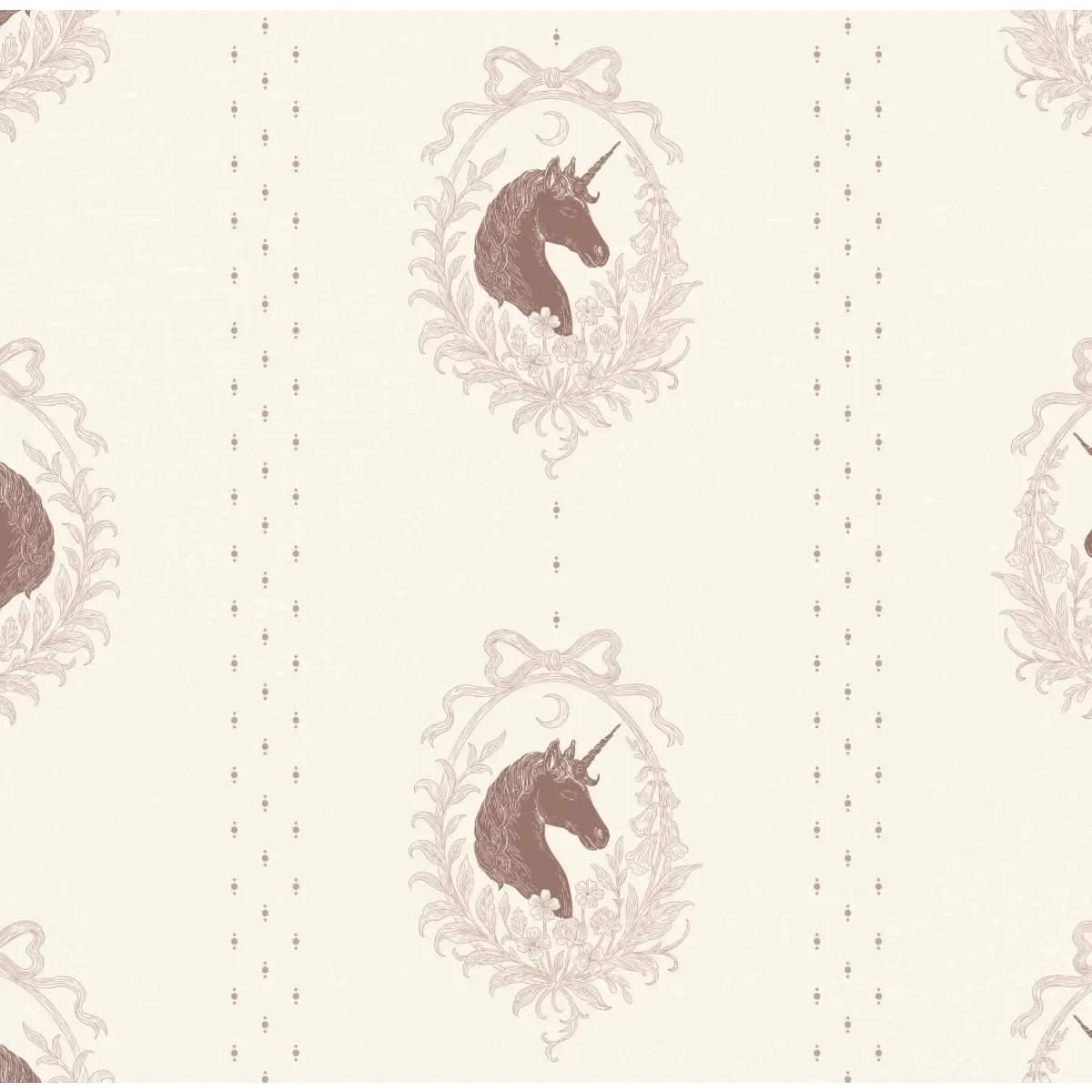 Bluette Wallpaper - Horses Portraits - by The Feral Flower - Sample 1 foot by 1 foot / Mauve - Loomwell Home Goods