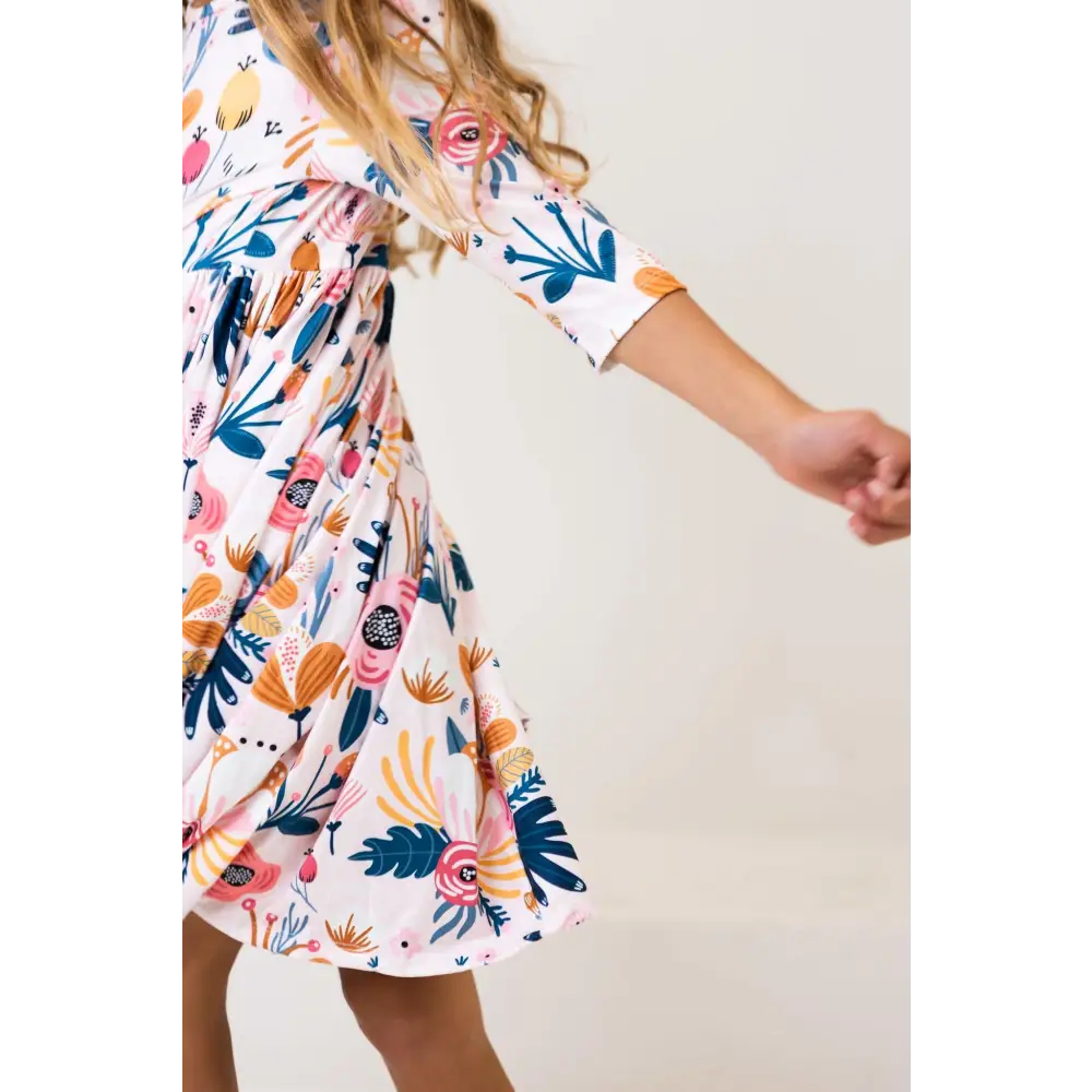 Blush Peony 3/4 Sleeve Pocket Twirl Dress - Mila & Rose ®
