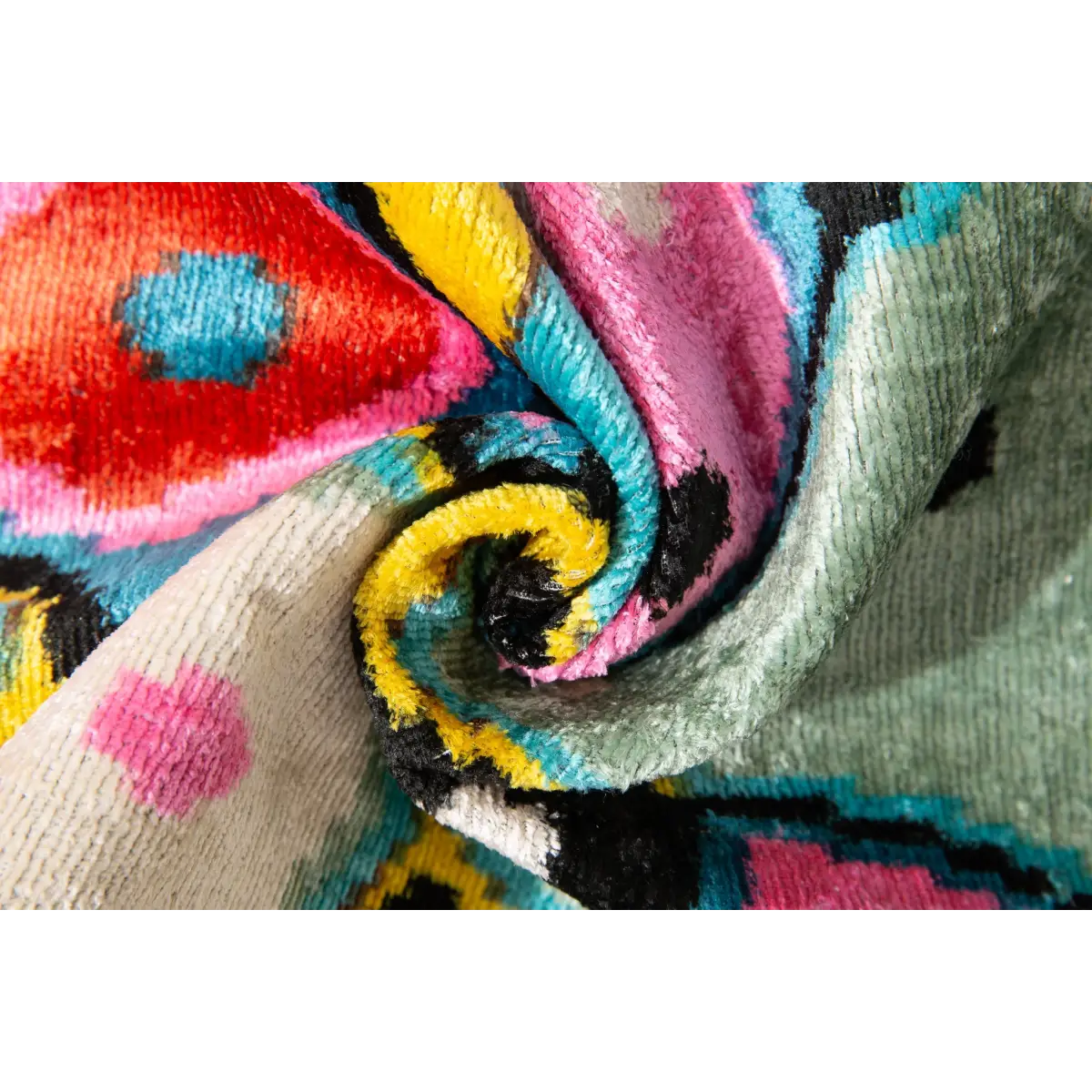 Bold Abstract Handmade Silk Velvet Throw Pillow - 16x24 Multicolored Art-Inspired Cushion with Down Feather Insert