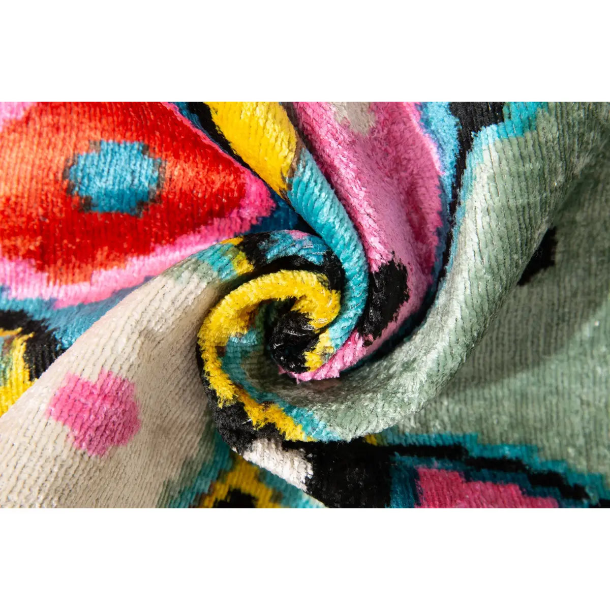 Bold Abstract Handmade Silk Velvet Throw Pillow - 16x24 Multicolored Art-Inspired Cushion with Down Feather Insert