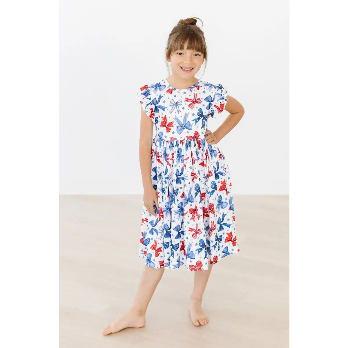 Flutter Sleeve Twirl Dress - Born to Sparkle - Patriotic July 4th - Mila & Rose ®