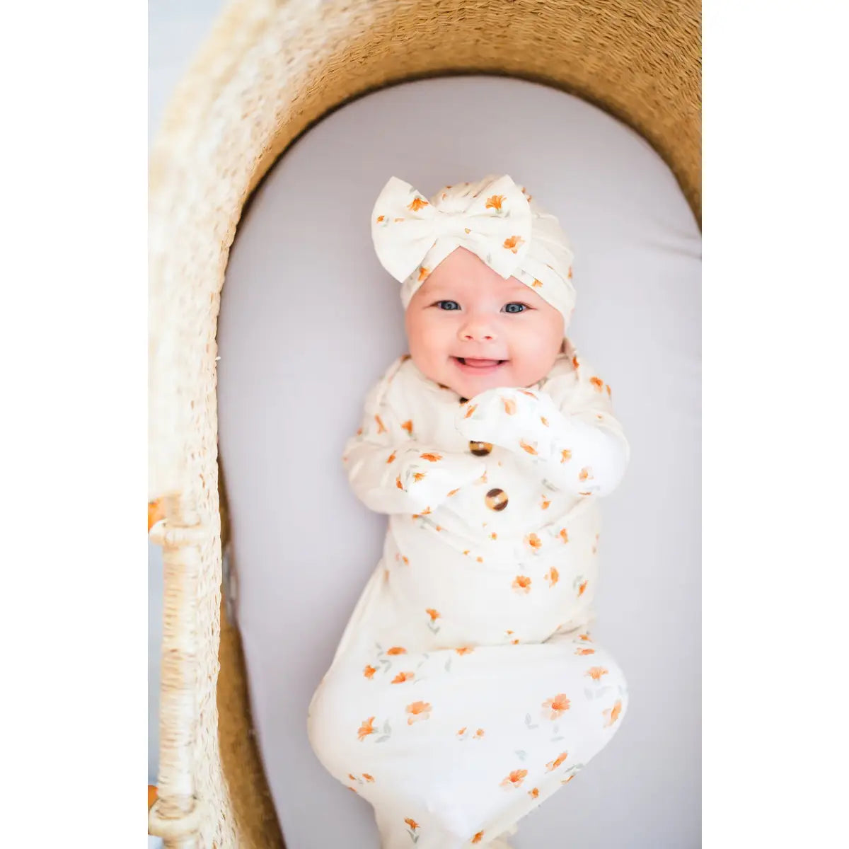 Bow Turban Hat - Falling Floral - Harp Angel Boutique