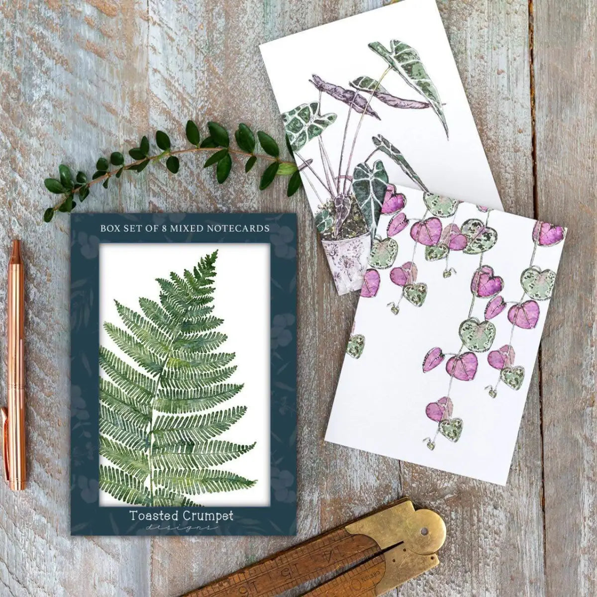 Boxed Notecards - Greenery Botanical - Toasted Crumpet (US Duties Paid)