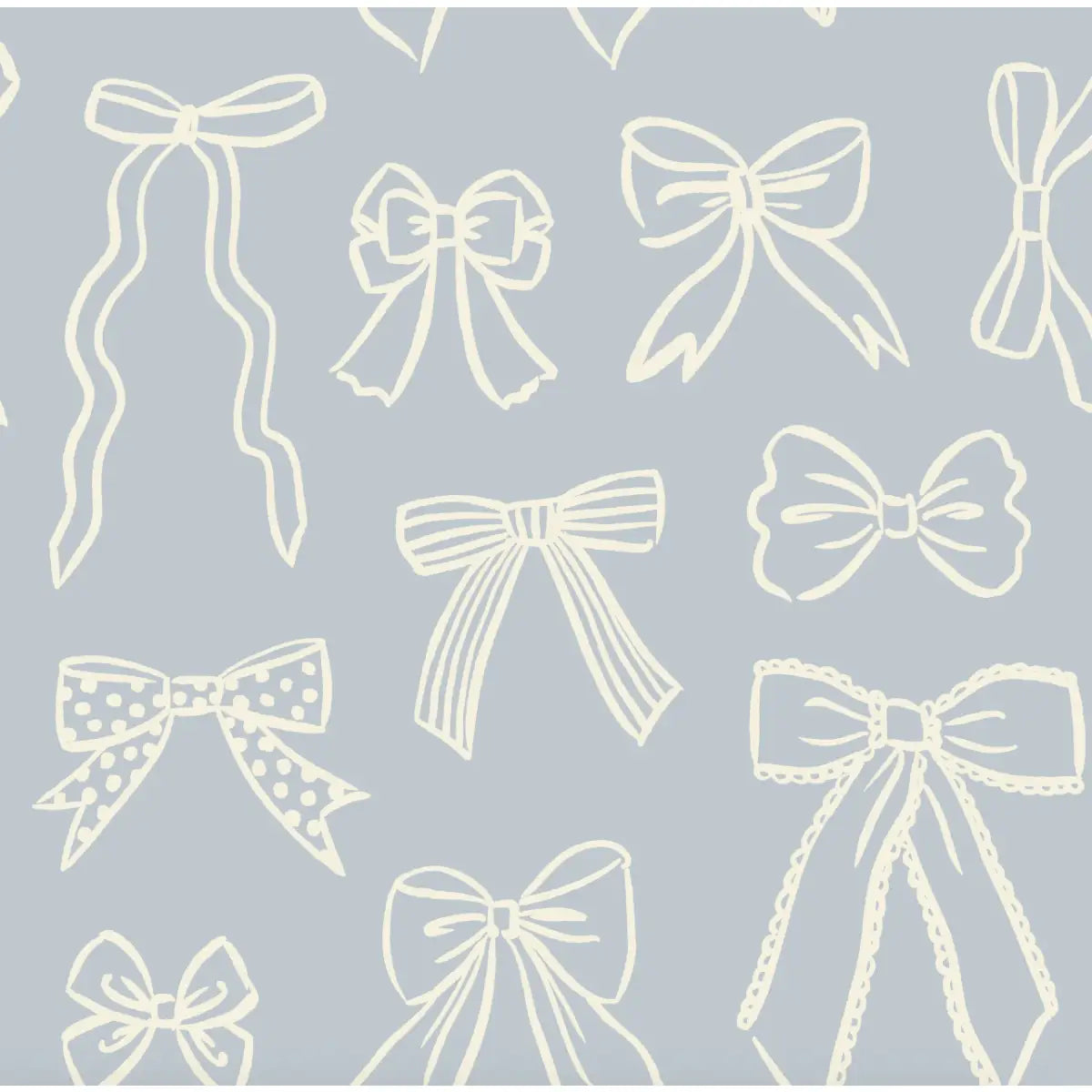 Brielle Wallpaper - Multicolor Bows for Girls - Sample 1 foot by 1 foot / Blue - Loomwell Home Goods
