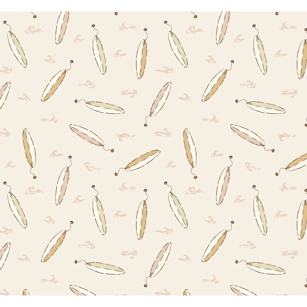 Brody Wallpaper - Surfboards for Kids - by Eva Catherina - Sample 1 foot by 1 foot / Neutral - Loomwell Home Goods