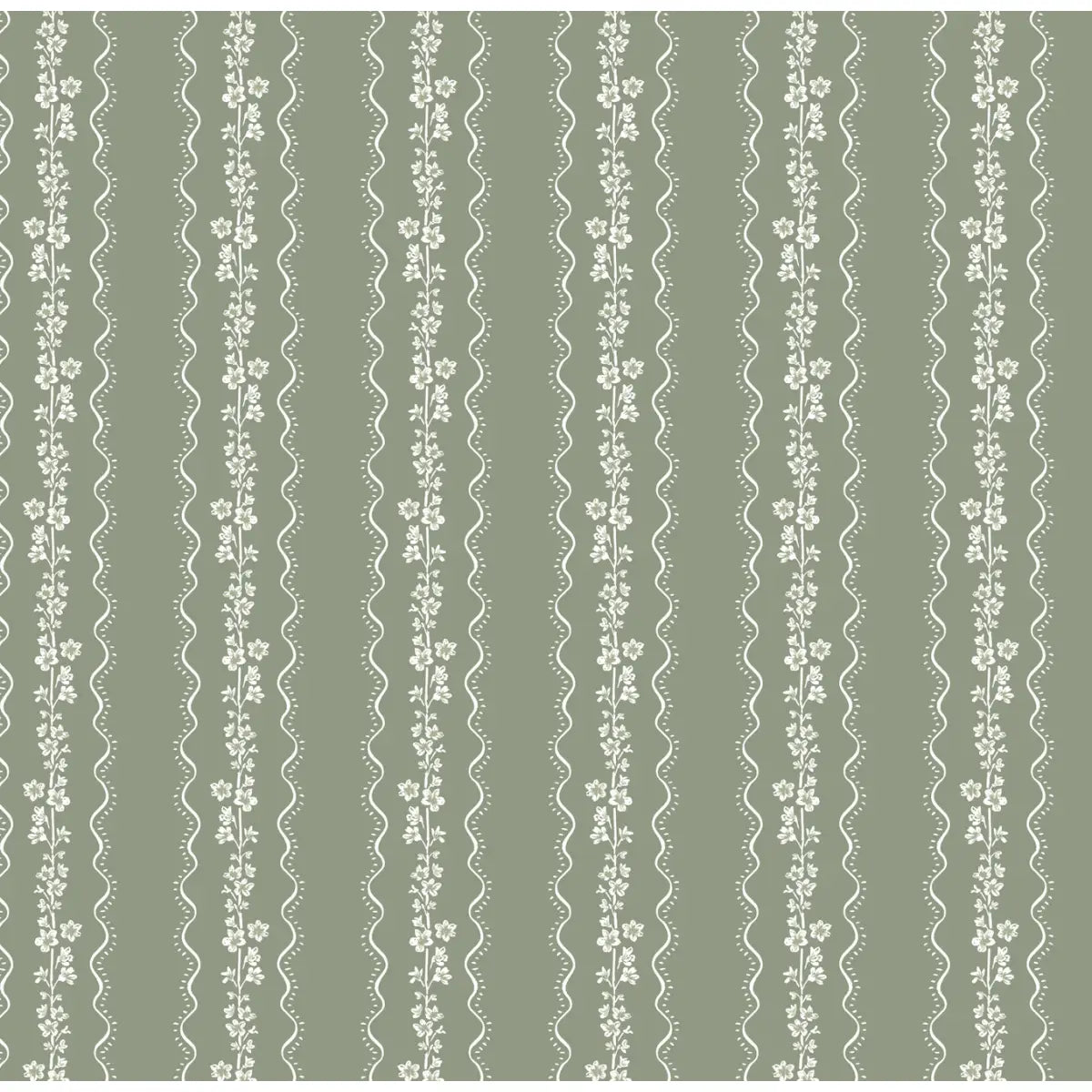 Brooke Wallpaper - Sweet Baby Stripes - by Ashleigh Fish - Sample 1 foot by 1 foot / Sage - Loomwell Home Goods
