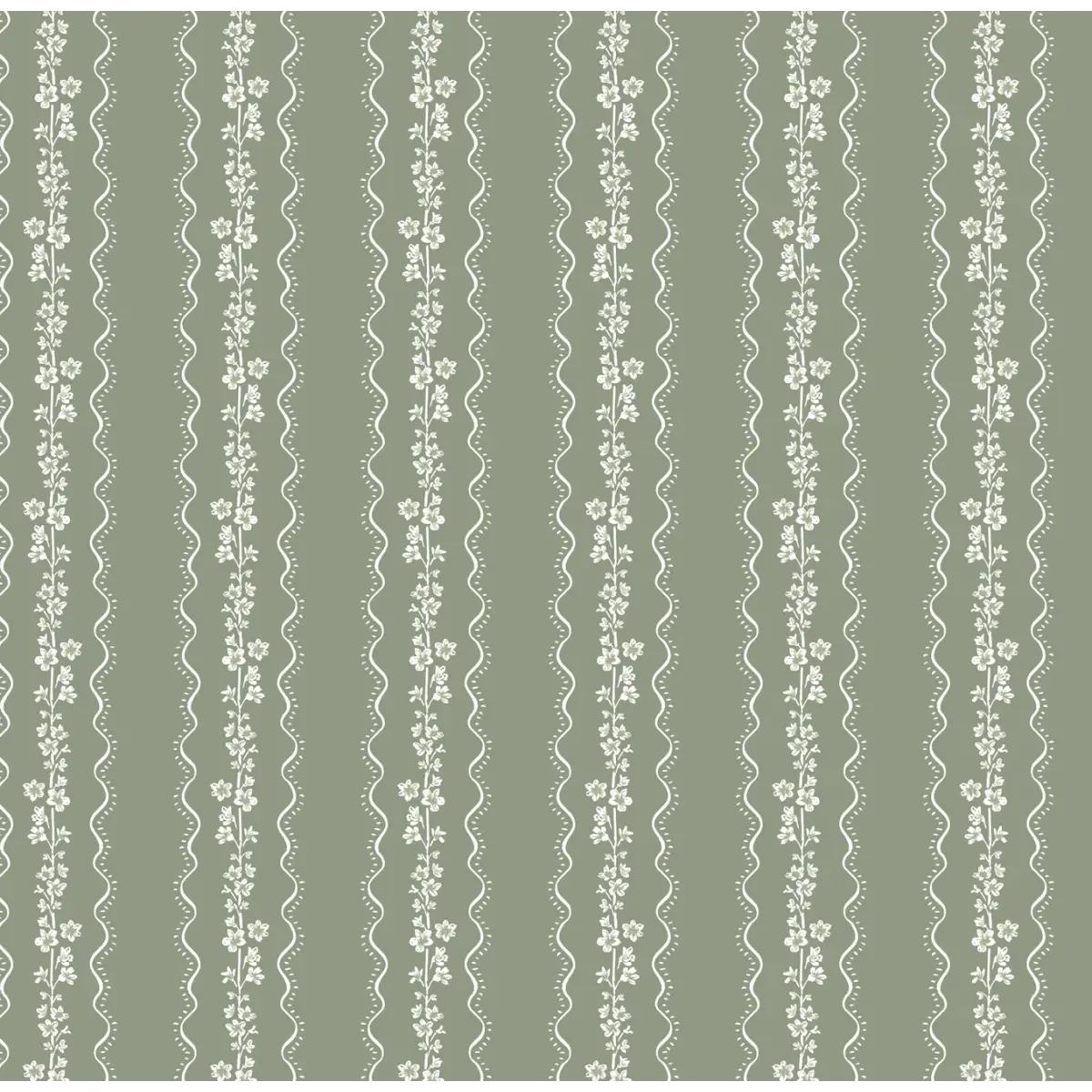Brooke Wallpaper - Sweet Baby Stripes - by Ashleigh Fish - Sample 1 foot by 1 foot / Sage - Loomwell Home Goods