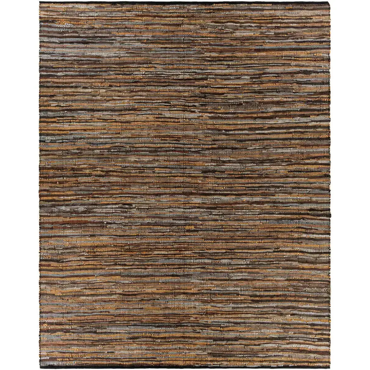 Brown Leather Woven Area Rug - 8’ x 10’ Rectangle - Boutique Rugs