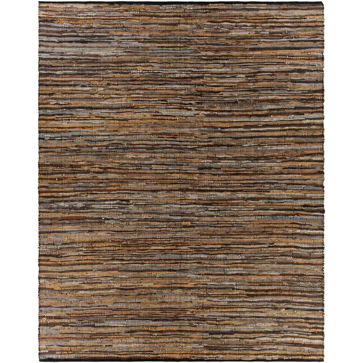 Brown Leather Woven Area Rug - 8’ x 10’ Rectangle - Boutique Rugs