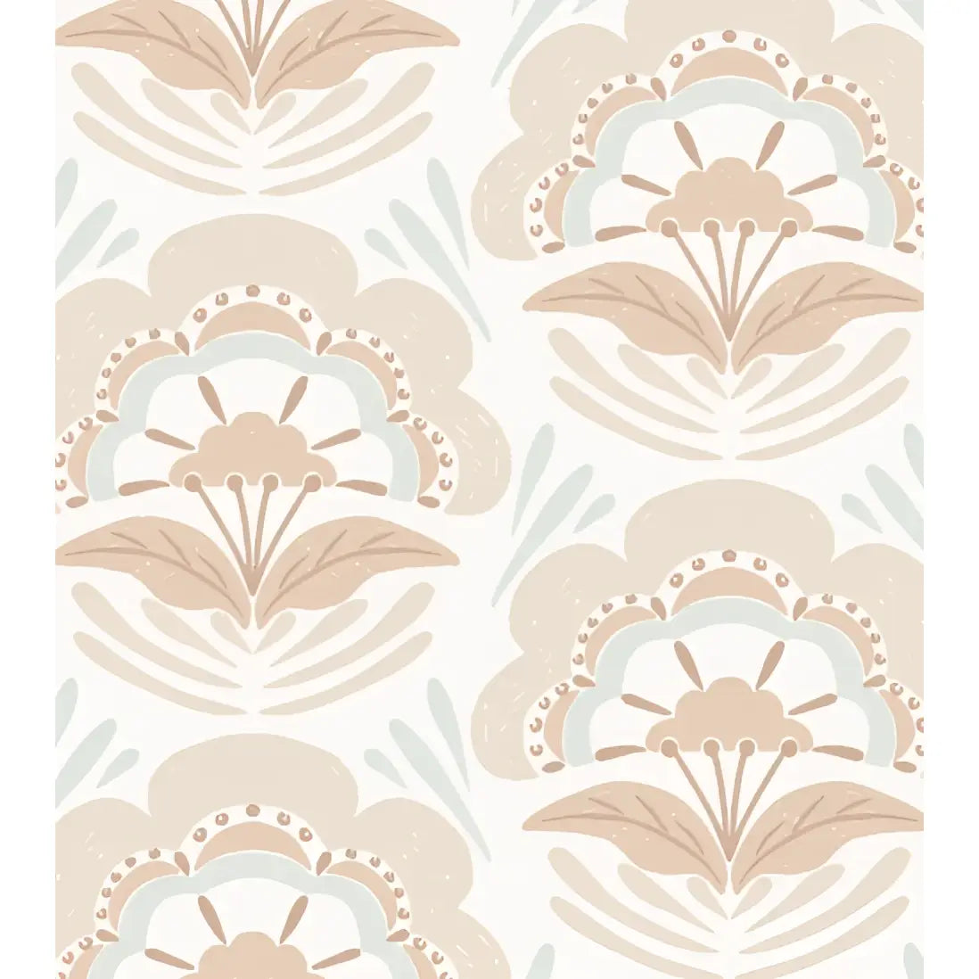 Brynn Wallpaper - Bold Scalloped Flowers - by Hufton Studio - Sample 1 foot by 1 foot / Peach - Loomwell Home Goods