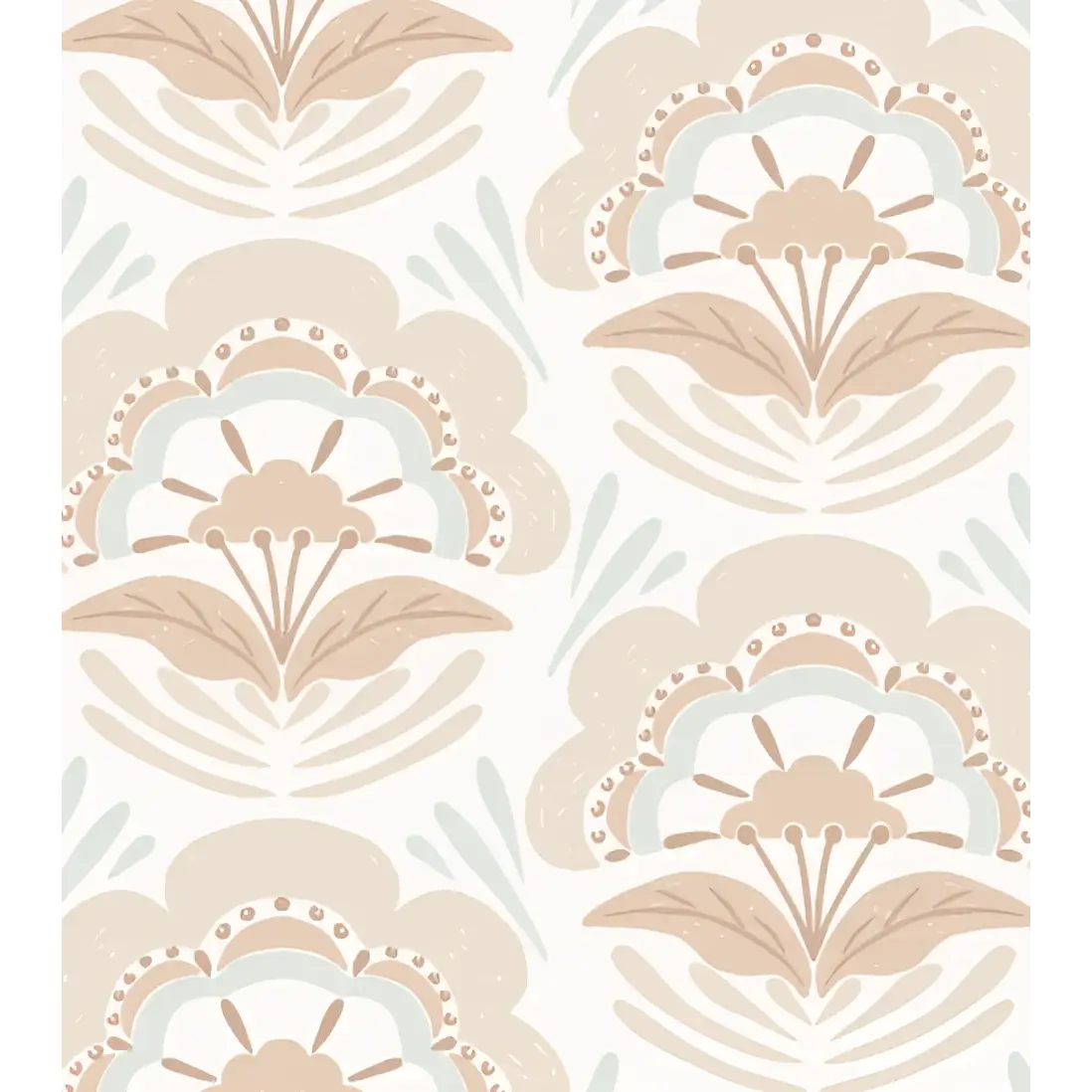 Brynn Wallpaper - Bold Scalloped Flowers - by Hufton Studio - Sample 1 foot by 1 foot / Peach - Loomwell Home Goods