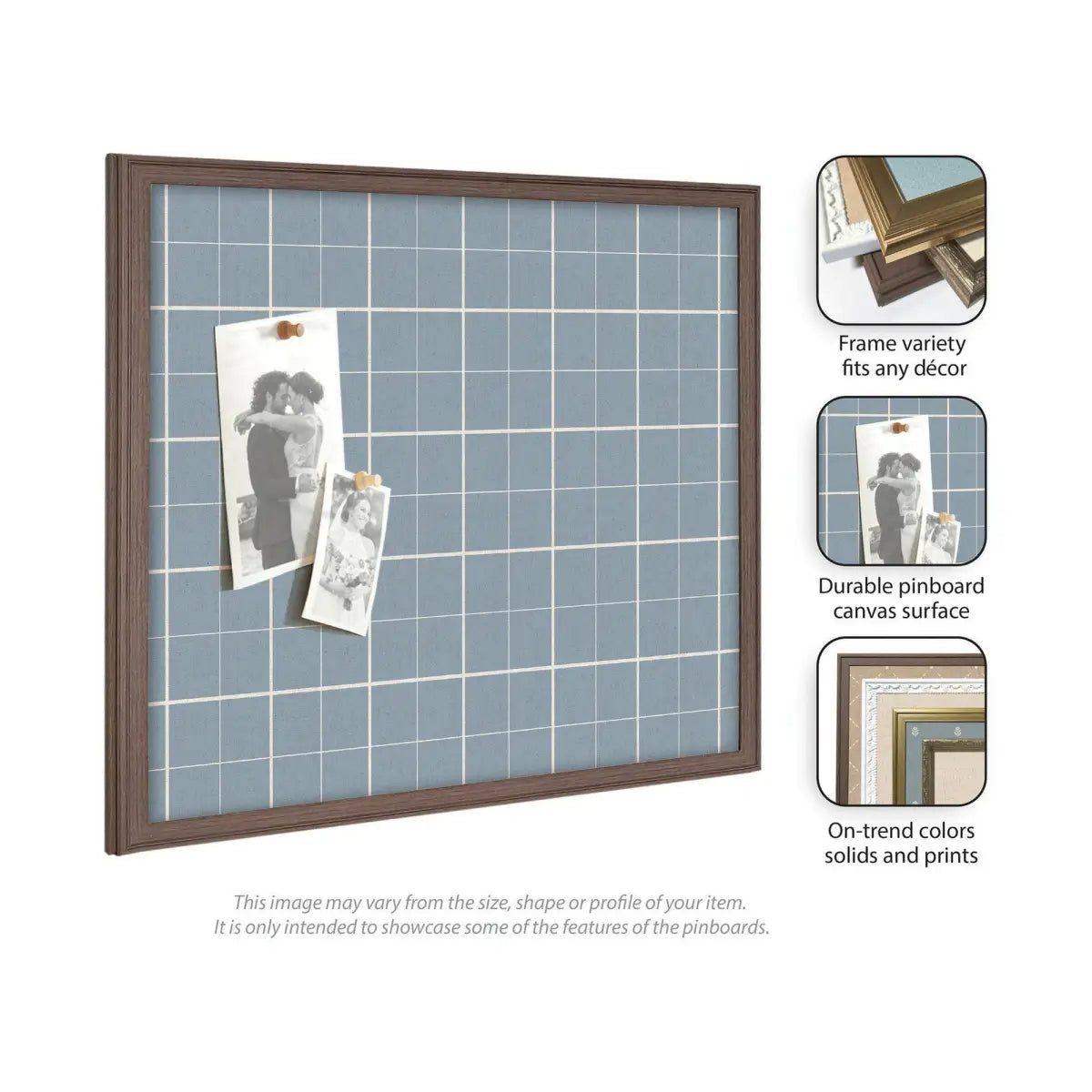 Bulletin Board - Framed Fabric Pinboard Light Blue Plaid - Wall Organization - kateandlaurel